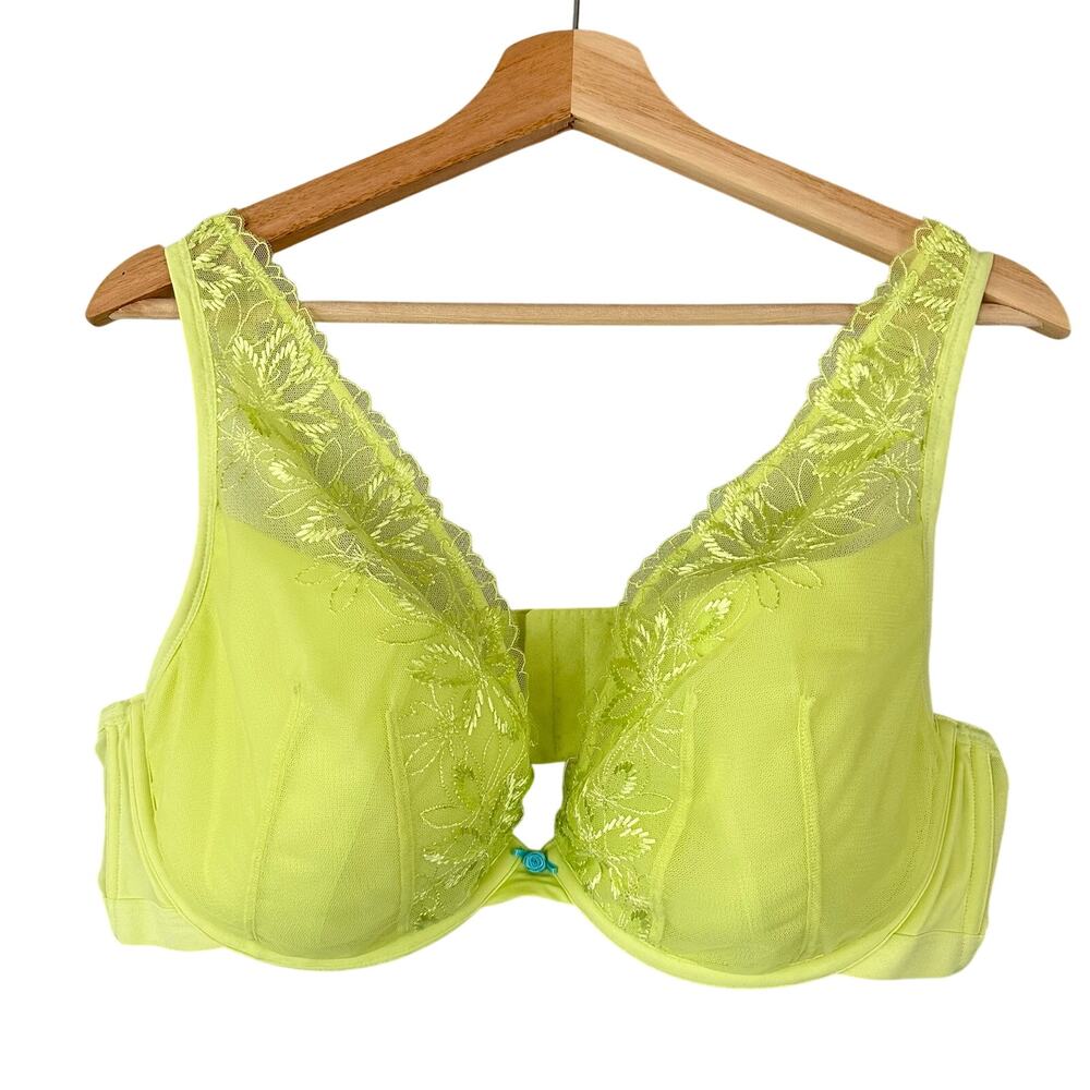 Cacique Lace Bra Neon Yellow Size 46C